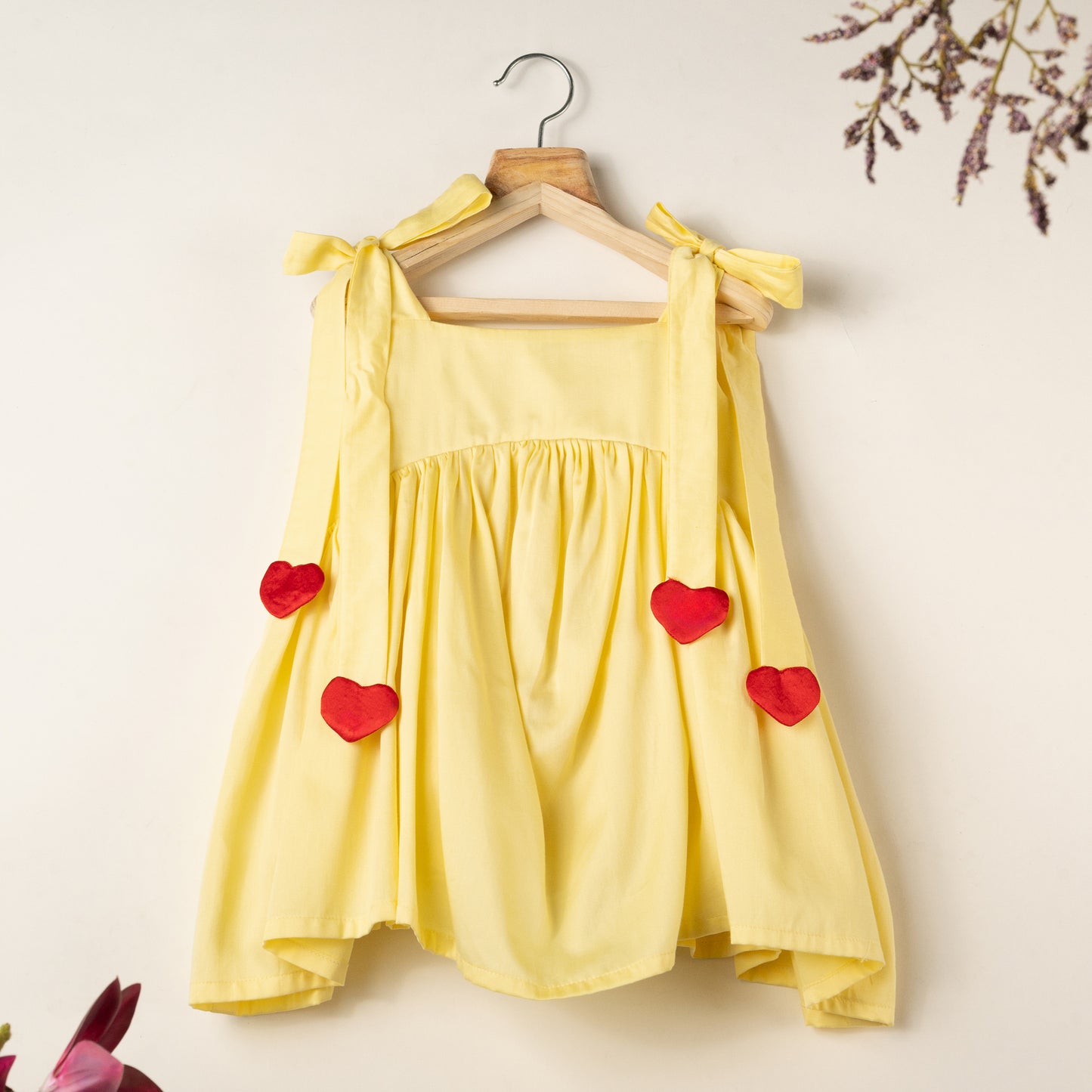 HEART TIE-UP DRESS YELLOW